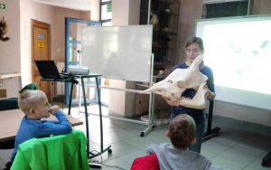 Pani Daria prezentuje czaszkę żyrafy