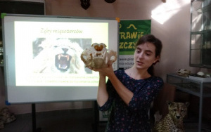Pani Daria pokazuje dzieciom czaszkę tygrysa