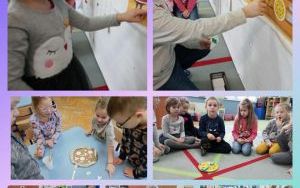 Przedszkolaki z Baśniowej Krainy podczas zajęć poszerzających wiedzę na temat pizzy, przygotowania pizzy i degustacji pizzy (9)