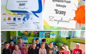 Przedszkolaki podczas realizacji zadań Ogólnopolskiego Projektu Edukacyjnego Gramy Zmysłami. (2)