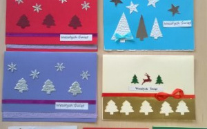 kartki świąteczne wykonane przez personel przedszkola