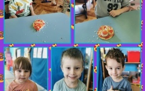 Przedszkolaki z grupy średniaków prezentują własnoręcznie wykonane pizze (1)