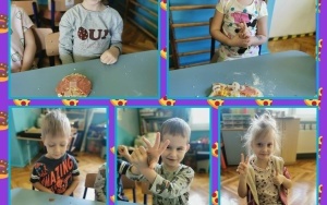 Przedszkolaki z grupy średniaków prezentują własnoręcznie wykonane pizze (3)
